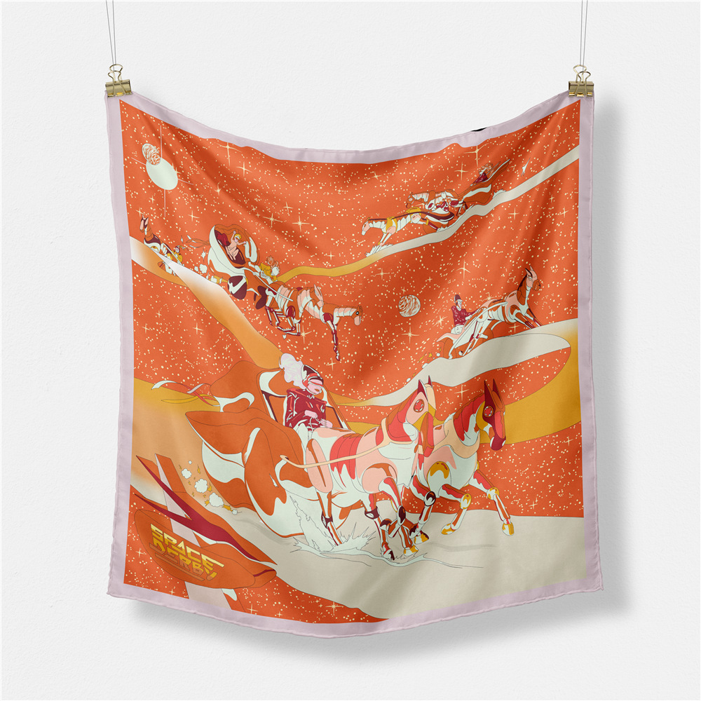 Space Derby Silk Scarf Orange