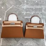 HERMES Haute Couture 32 Hand bag Vache leather hunter GHW Natural Brown Used