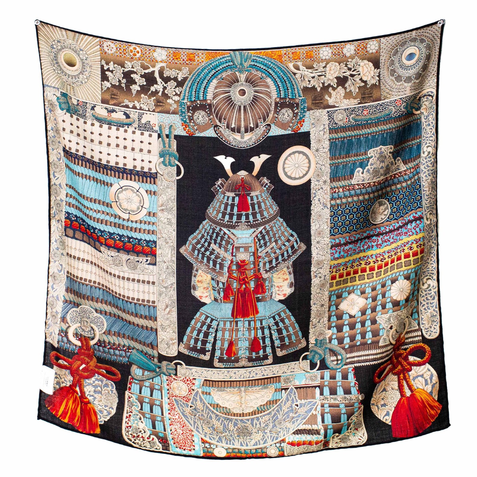 70% Cashmere 30% Silk Wrap Scarf Armored Warrior Multicolor Print Shawl130*130cm