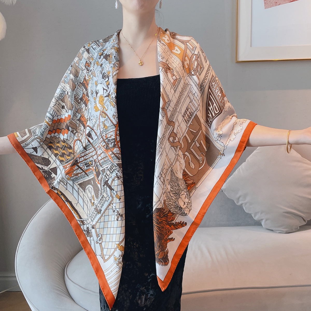 Roman Holiday Double Face Print Shawl1